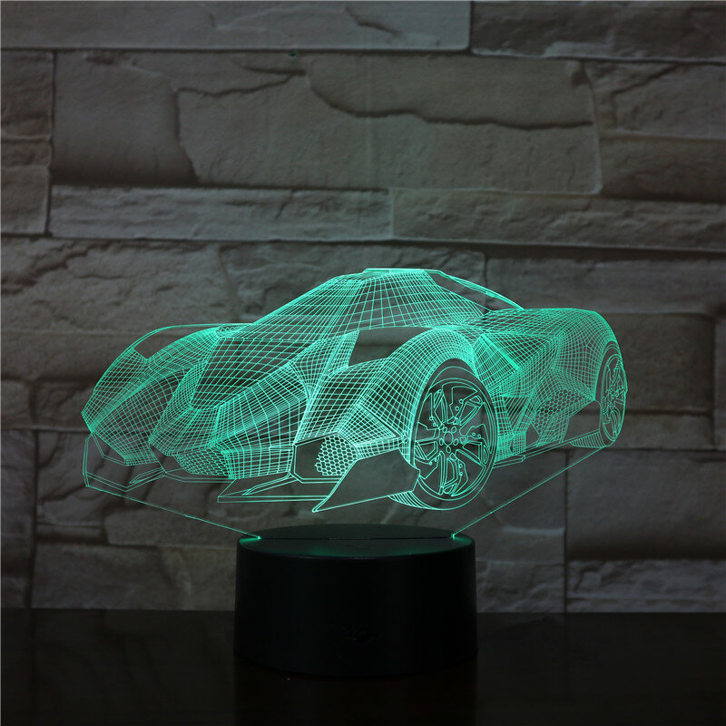 Cool Super Car Acrylic 3D Lamp 7 Color Change Night Light Baby Color lights LED USB Desk lamp Atmosphere Night Decor lamp 3507