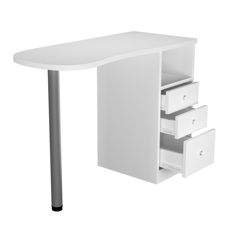 طاولة صالون تجميل خشبية ، مكتب ، طاولة أظافر بيضاء ، (106x40x77) سم