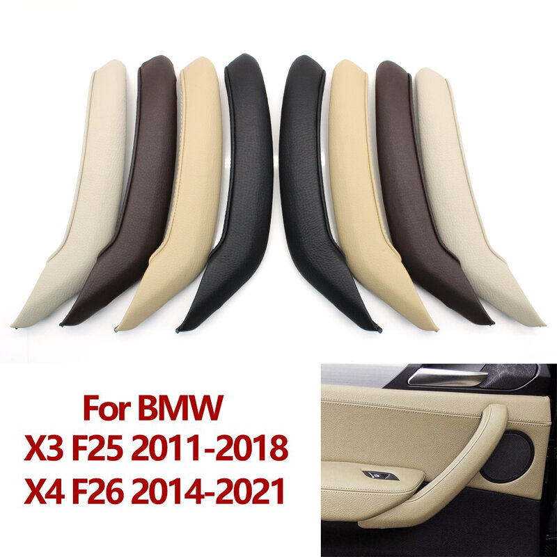 Interior Mobil Kiri Kanan Pegangan Pintu Penumpang Penutup Luar Kulit Trim Pengganti untuk BMW X3 X4 F25 F26 2010-2016