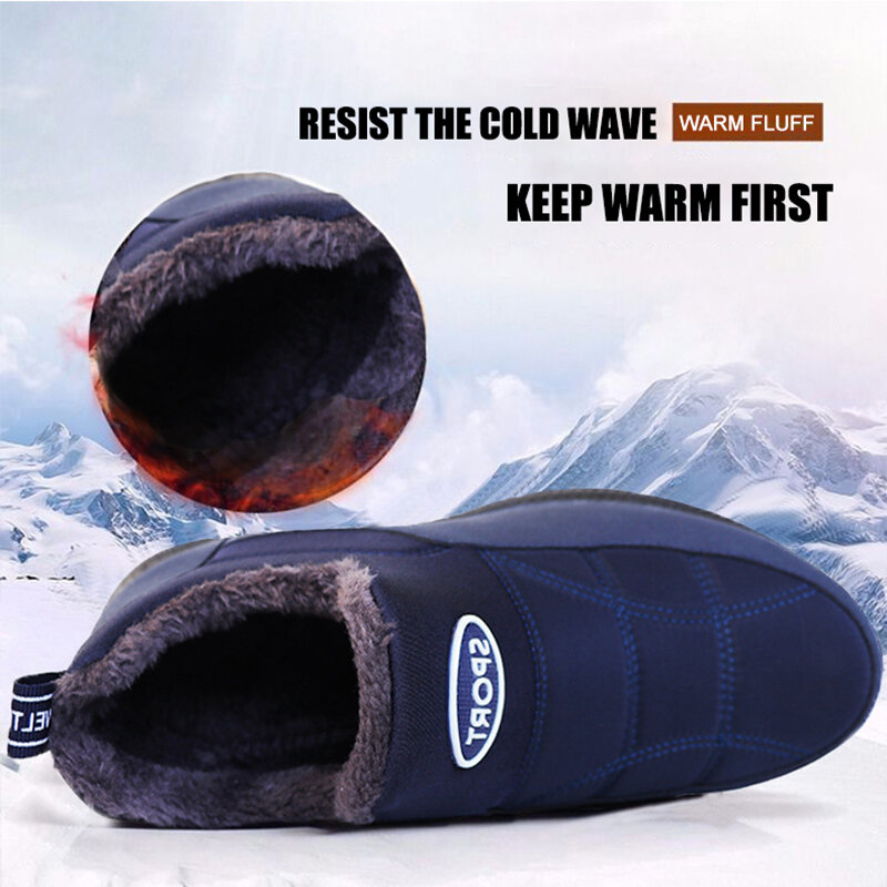 WOTTE-Botas de nieve cálidas para hombre, zapatos de algodón de felpa, mocasines de conducción, de calidad, para invierno