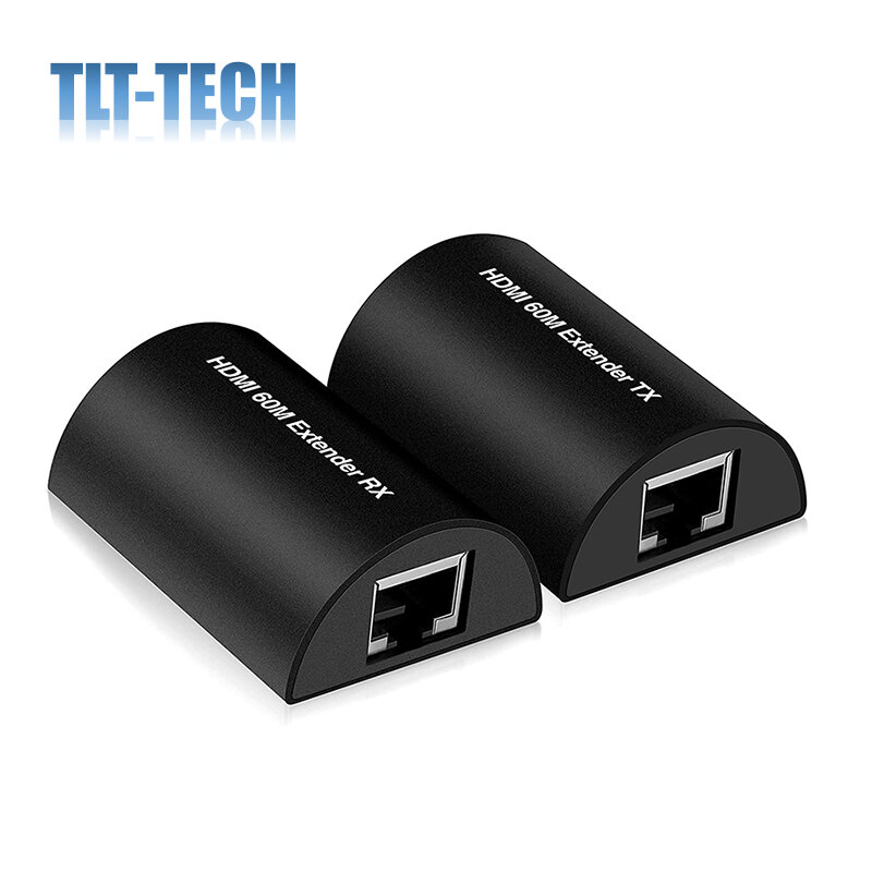 196ft/60M HDMI Extender, Full HD 1080P HDMI Ethernet Extender Adapter Over Single Cat 5e/6/7 Kabel, Mendukung 3D, HDMI1.4a, HDCP