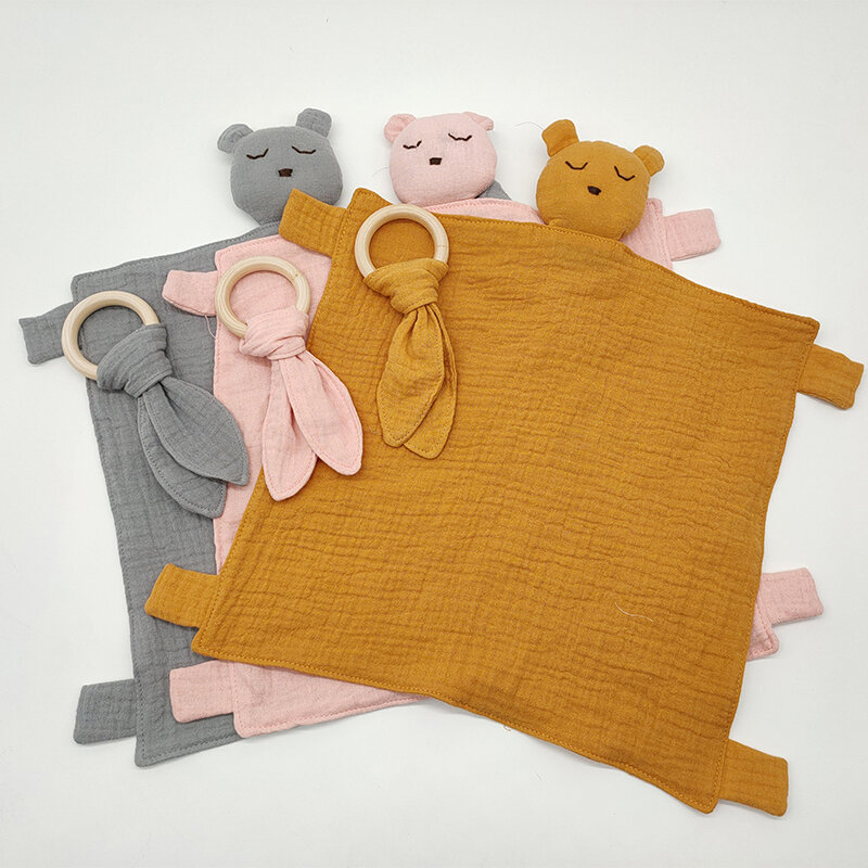 Новинка, мягкое одеяло из органического муслина ins, игрушка-животное, детское одеяло, плюшевый медведь, детская игрушка, шарф-кролик, платок, ...