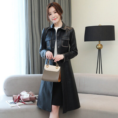 Tao Ting Li Na Women New Fashion  Genuine Real Sheep Leather Trench R40