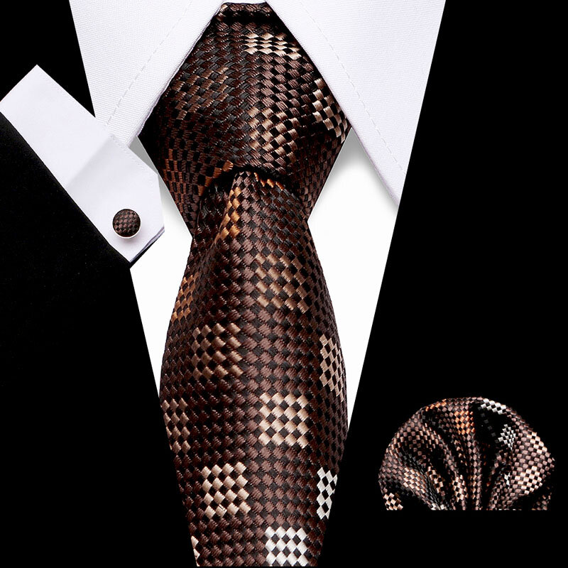 Ensemble de cravate Jacquard en soie tissée, boutons de manchette Hanky, ensembles de cravate, pour groupe d'affaires de mariage, nouveau Design