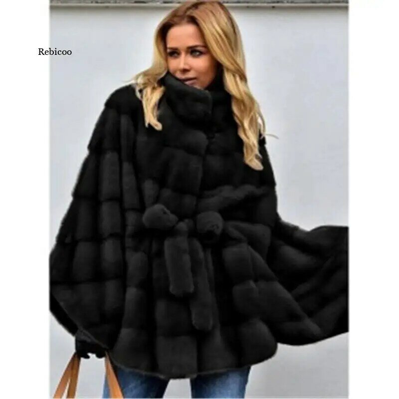 Casaco de pele de raposa feminina elegante cinto de inverno moda médio longo artificial casaco de pele de raposa senhora quente falso pele de raposa casacos