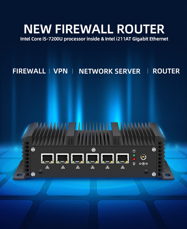 XCY Mini rdzeń komputer Intel i7-10610U i5-10210U 6x Intel Ethernet i225V 2.5G LAN obsługuje WiFi 4G LTE Firewall Router VPN Pfsense