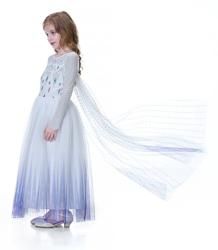 Снежная королева 2 белого цвета для девочек, платье с принтом «Анна и Эльза» для детей на Хеллоуин, костюм для мальчиков и девочек детская Ро...