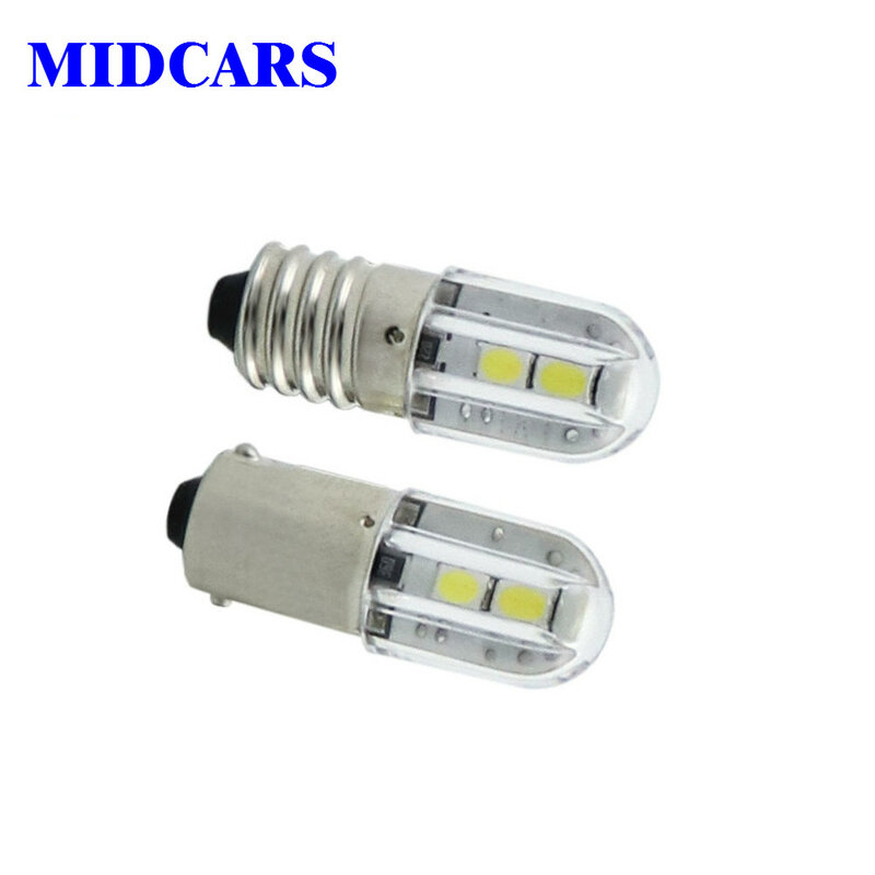 Midcars หลอดไฟ LED แสดงสถานะ t4W BA9S E10 6.3V 12V 24V 48V 60V 120V 240V 1W 2835 4SMD ขายส่งแพ็ค4ชิ้น