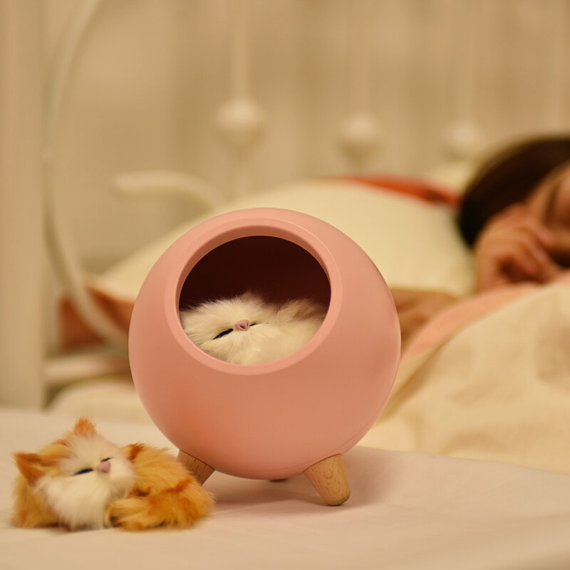 USB Cute Cat House Touch Dimming ไฟ LED กลางคืน Light เด็กห้องนอนโมเดิร์นศึกษาข้างเตียงตกแต่งของขวัญโคมไฟ
