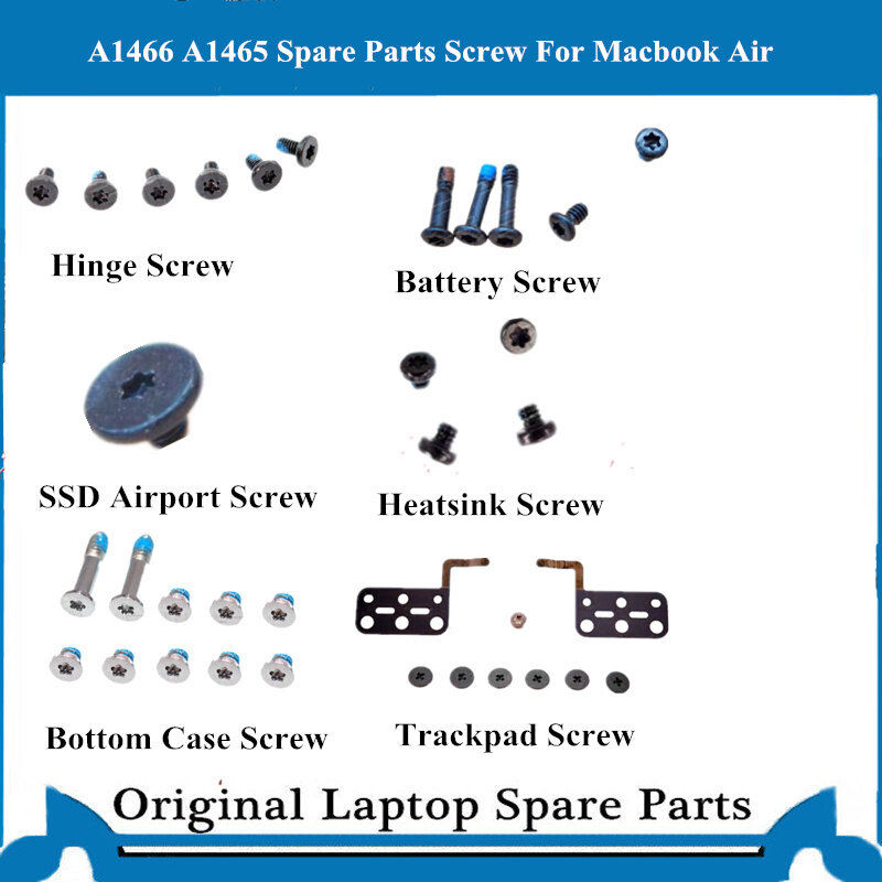 Wholeset macbook airはA1466 A1465 A1370 A1369バッテリーlogicboardトラックパッドヒートシンクネジ