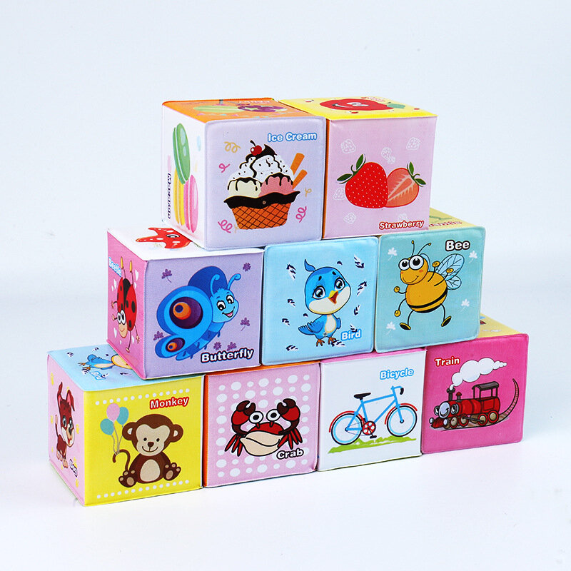 ของเล่นเด็ก0 12เดือน Mobile Magic Cube Rattle ผ้านุ่มปริศนาบล็อกของเล่นเด็กการศึกษาเด็ก Rattle