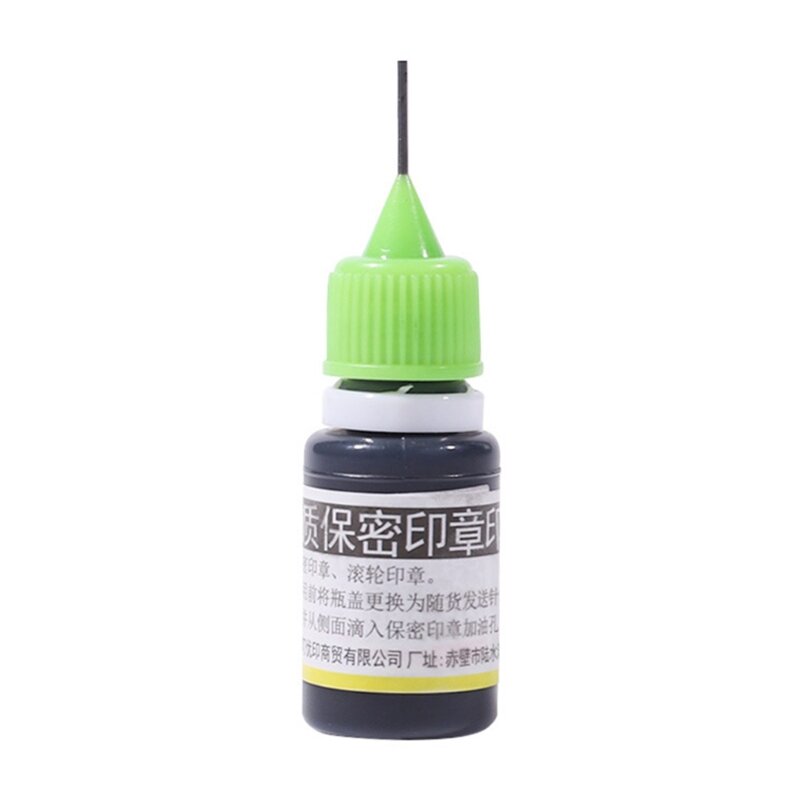 Premium 10 Ml Zwart Bescherming Stempel Refill Inkt Naald Tip Ontwerp Gemakkelijk Te Gebruiken Voor Meest Identiteit Diefstal Bescherming Rollers