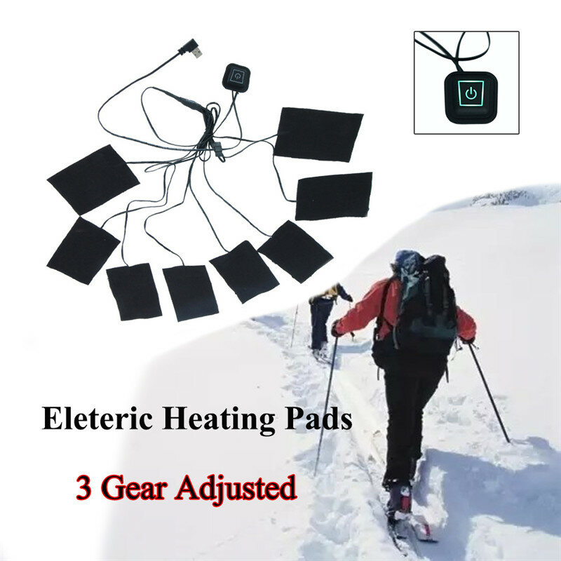 Almofada de aquecimento elétrica USB, ao ar livre, quente, almofadas de colete de inverno, DIY, roupas, 3, 5, 8 folhas, ED, 1 conjunto