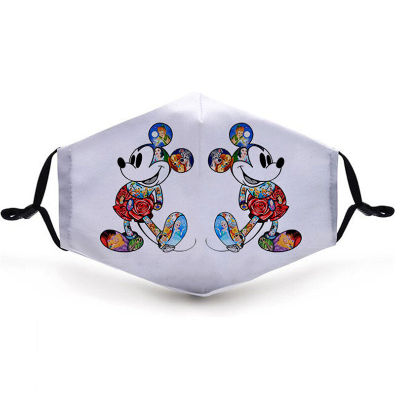 Маски для взрослых Disney Mickey Minnie Многоразовые моющиеся противопротивотуманные пыленепроницаемые Дышащие Регулируемые маски унисекс