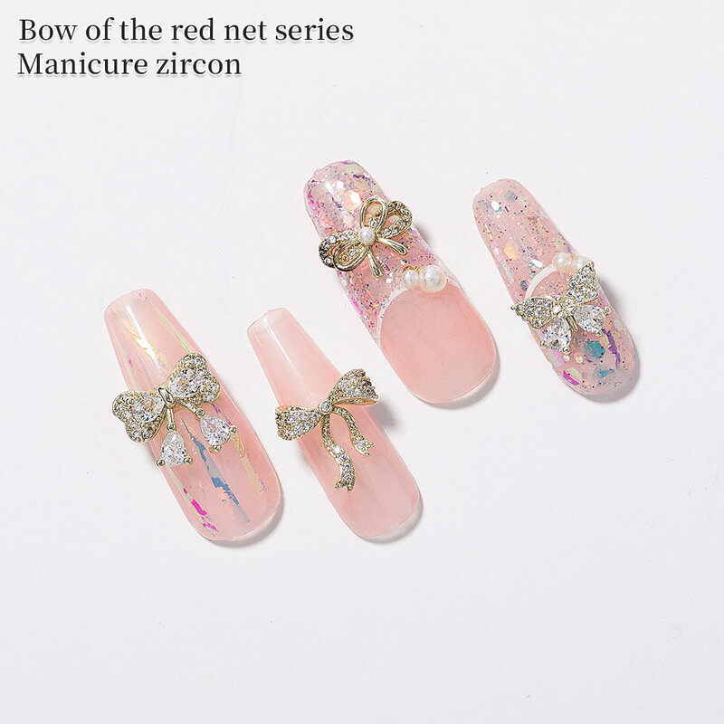 HNUIX Newest 2 Pieces Nail Art Butterfly Ornament Flash Zircon Rhinestone Manicure Decoration Gemstones Butterfly Nail Alloy Bow