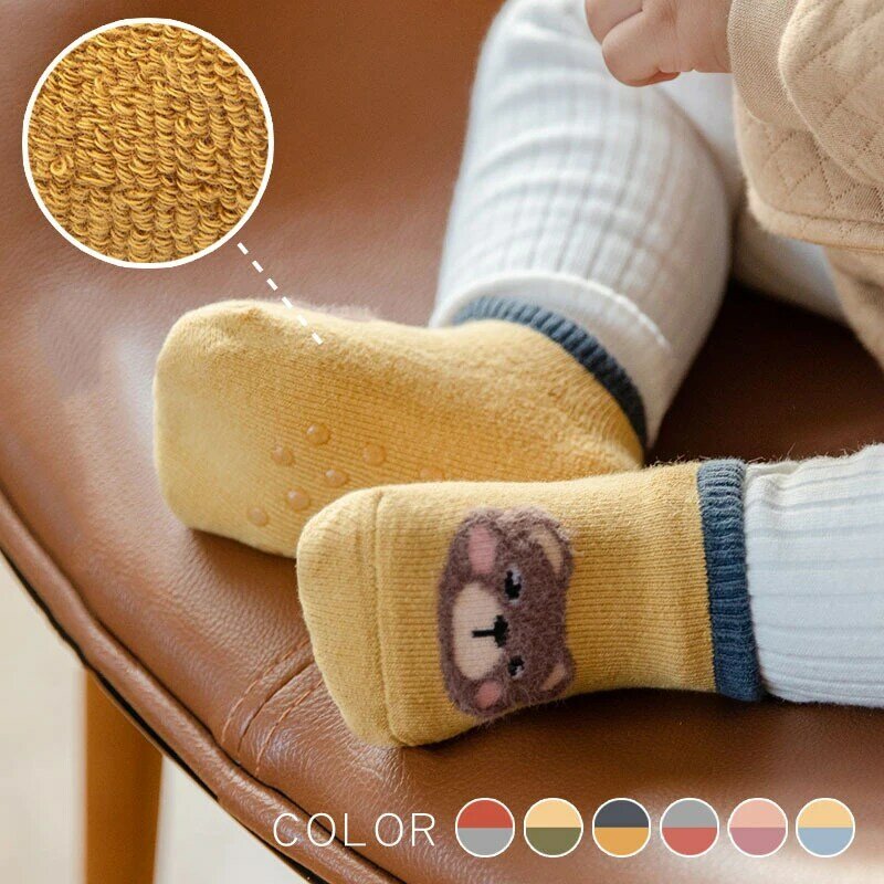 От 0 до 36 м детские осенне-зимние нескользящие короткие носки для новорожденных мальчиков и девочек хлопковые толстые теплые носки в пол для...