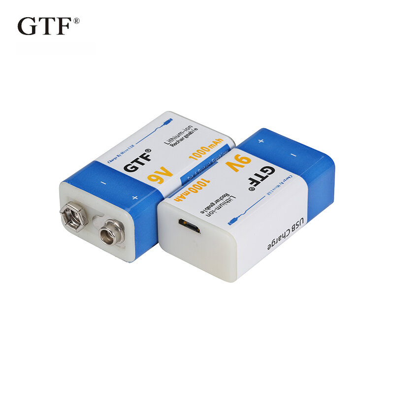 Baterai Isi Ulang Li-ion 9 V 1000MAh Baterai USB Mikro Litium 9 V untuk Mainan Mikrofon Multimeter Remote Control Penggunaan KTV