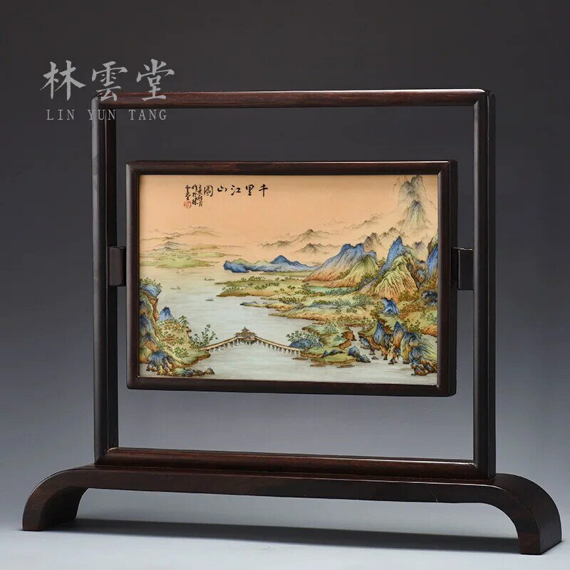 Placa de porcelana de Jingdezhen, pintura, esmalte de color, retro, estilo chino, pantalla enchufable