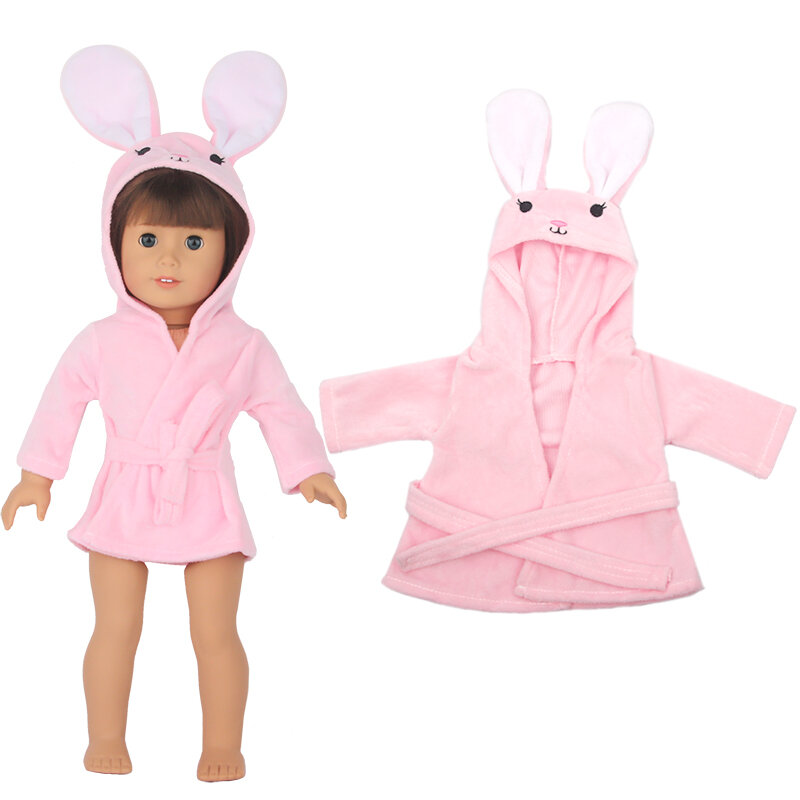 Roupão de banho colorido terno bonito dos desenhos animados animal camisola robe roupas de boneca bebê nascido ajuste 17 polegada 43cm boneca acessórios para o presente do bebê