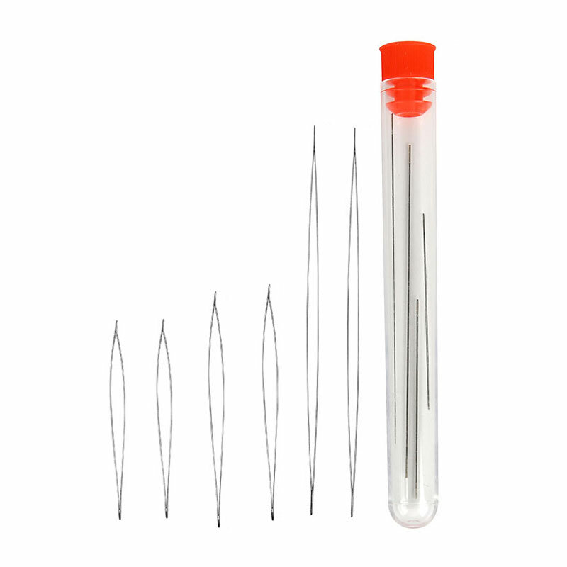 1set Open Big Eye Beading Needles Bead Necklace Bracelet Tools Stainless Steel Self Threading Needle Pins For Jewelry Supplies