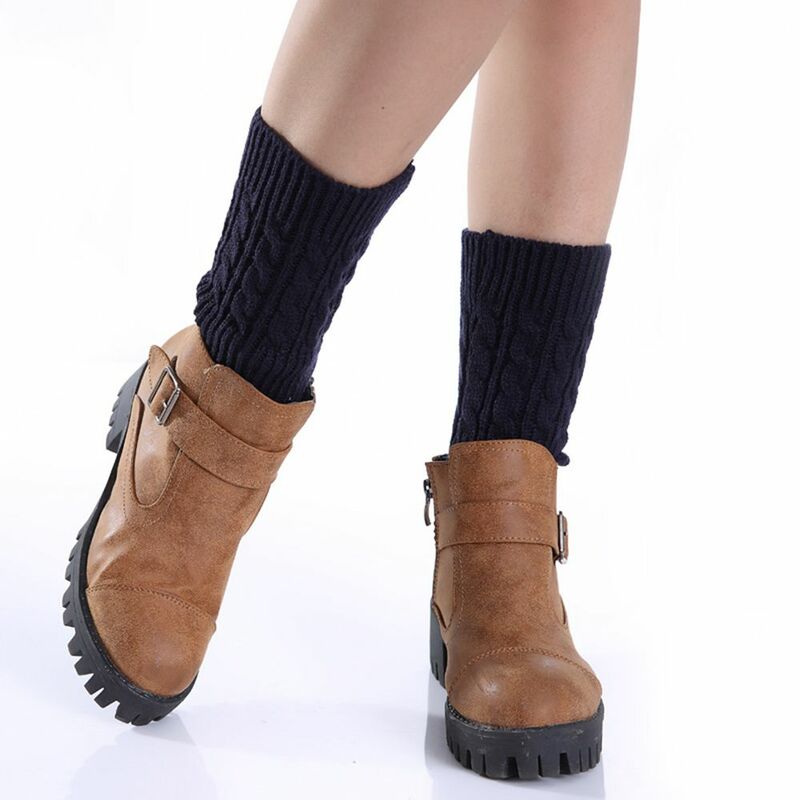 Aquecedor de pernas tricotado para mulheres, punhos curtos, legging térmico, aquecedor de pés para senhoras, moda, inverno