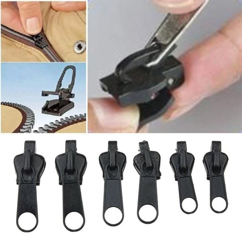 Universal Instant Zipper Repair Kit, substituição Zip Slider, resgate de dentes, novo design para DIY Sew, 6pcs