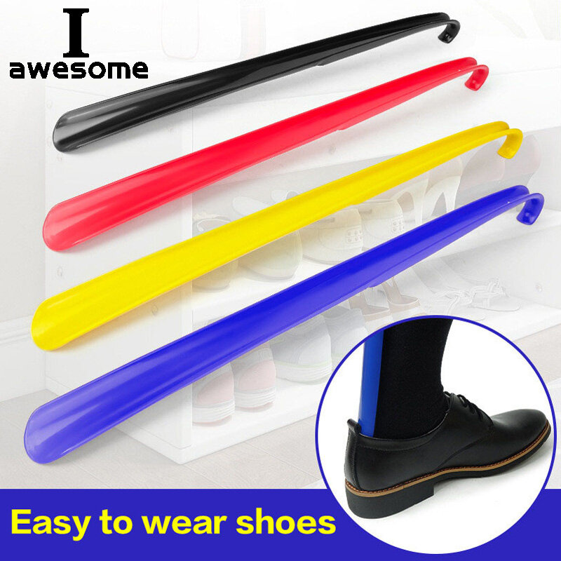1 pçs 58.5cm fácil de usar plástico longo lidar com sapatos chifre artefato puxar bombeamento sapatos profissional feminino masculino sapato chifre sapatos colher