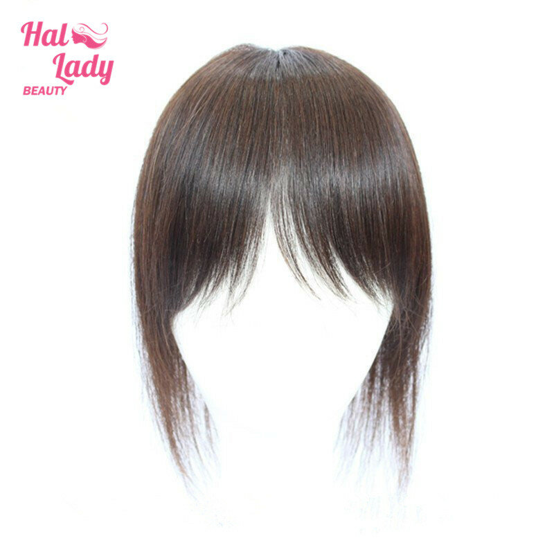 Auréola senhora grampo em cabelo humano franja indiano em linha reta peças de cabelo franja invisível não-remy toppers toupees capa de cabelo branco