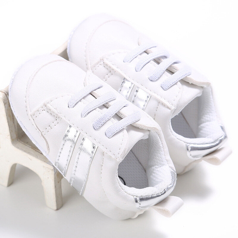Sapatas do bebê sapatos de couro do plutônio calçados esportivos tênis de bebê recém-nascido meninos meninas padrão listra sapatos infantil esporte macio anti-deslizamento sapatos