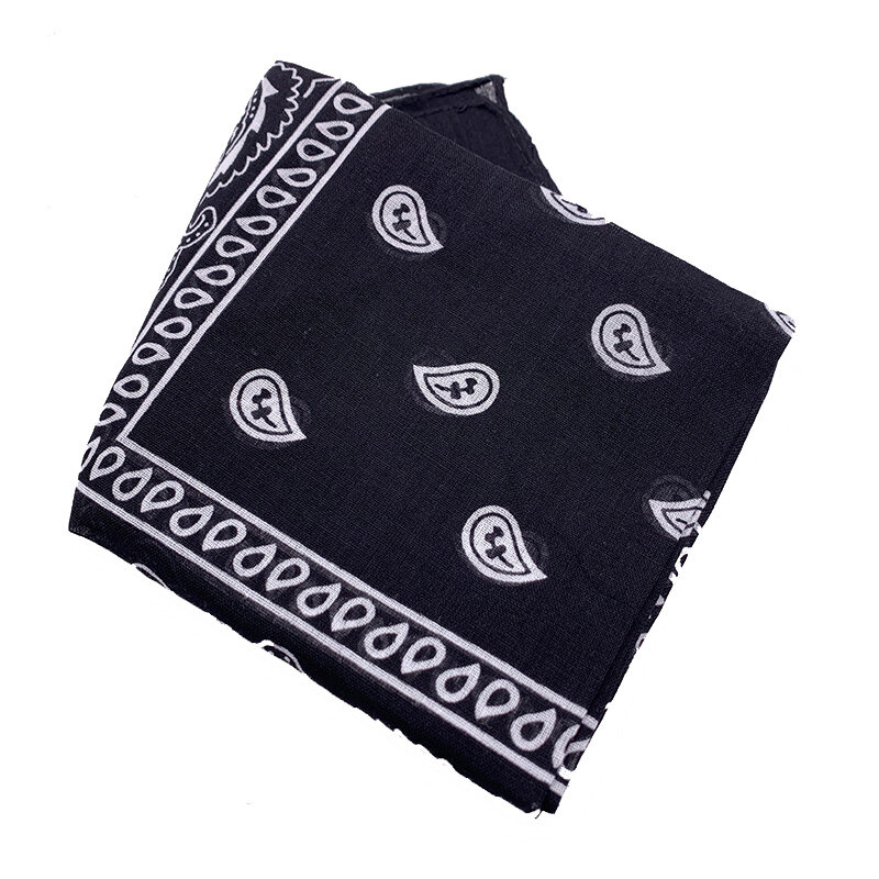 55*55 Cm Fashion Zwarte Sjaal 100% Katoen Hip-Hop Paisley Vierkante Sjaal Punk Diy Wrap Band Hoofd haar Hoge Kwaliteit Sjaal