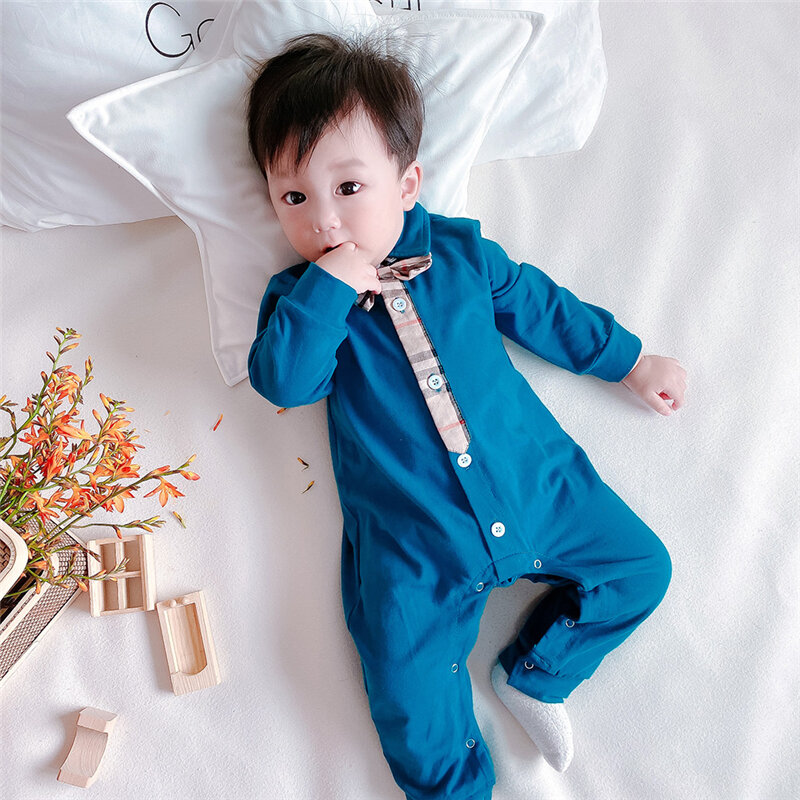Vestiti del neonato moda primavera autunno maschio bambino tuta tuta Gentleman Bow abbigliamento strisciante pagliaccetto neonato abbigliamento per bambini
