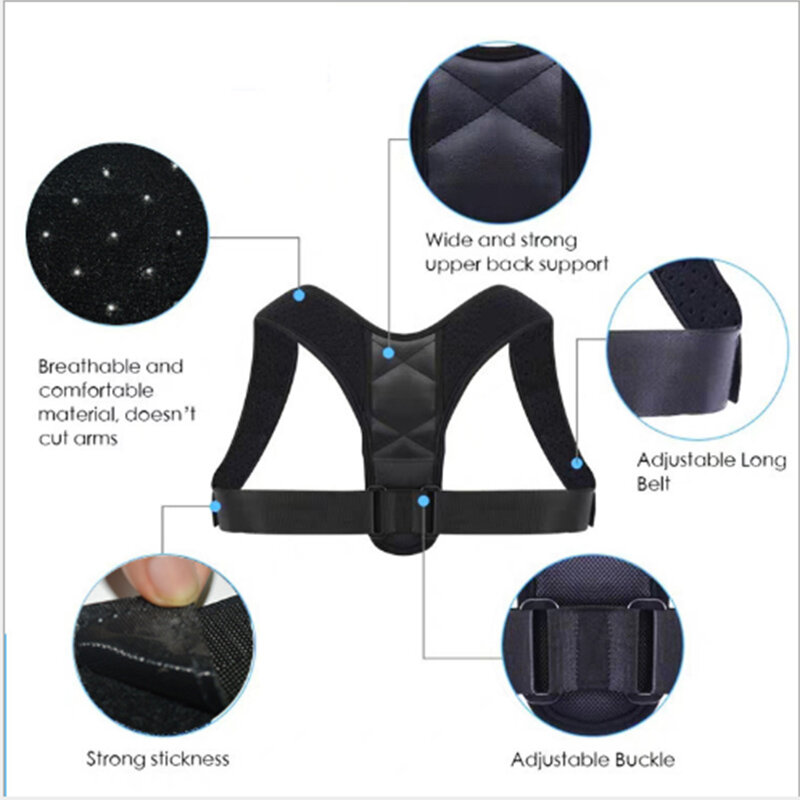 Corrector de postura ZK20 para hombre y mujer, cinturón de seguridad ajustable, soporte de hombros rectos y espalda, envío directo