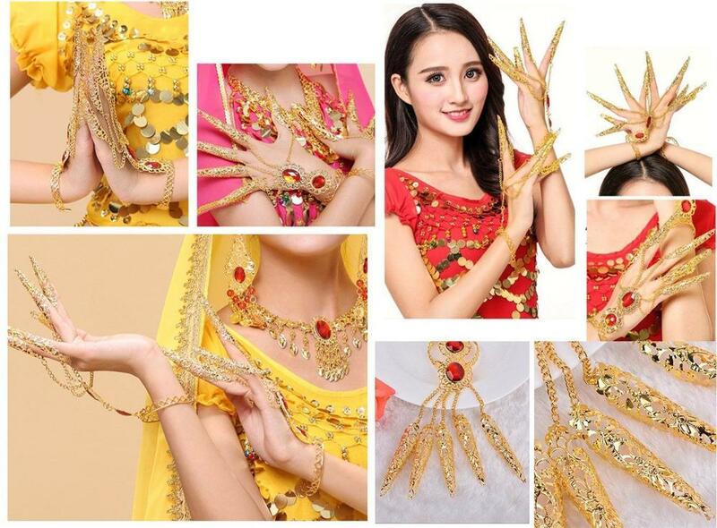 kid adult Avalokitesvara Indian Belly dance Egypt dance Girl jewelry Bracelet Anklet Veil Nail cover dancewear accessories