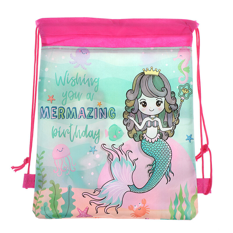 Mermaid Non-ทอกระเป๋ากระเป๋าเป้สะพายหลังเด็กกระเป๋าเดินทาง Decor Drawstring กระเป๋าของขวัญ
