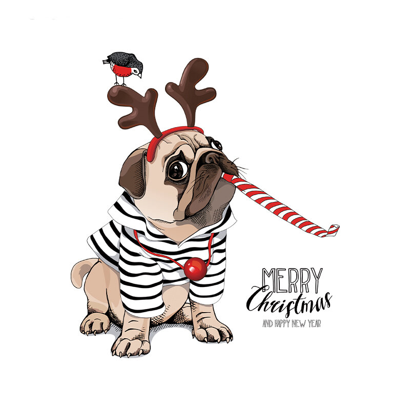 NEW Christmas Dog Patches Iron on DIY Heat Transfer Vinyl Stripes on Kids Hooded Clothes Patch Decoration DIY Applique