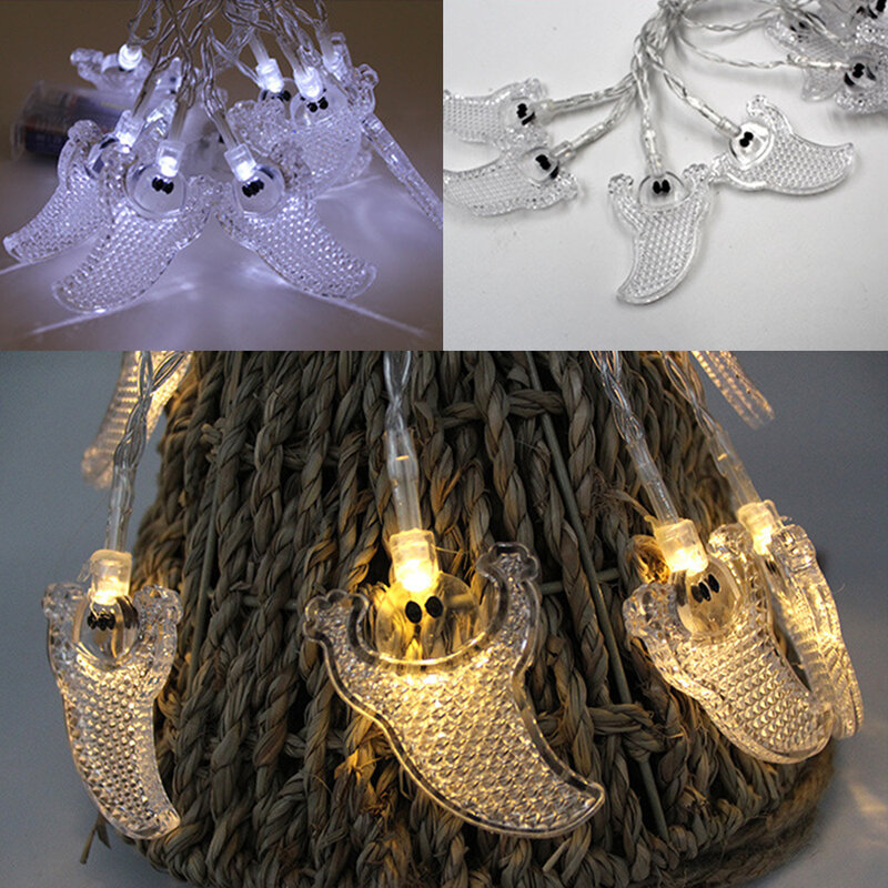 Guirxiété Lumineuse LED pour Halloween, Citrouille, Chauve-Souris, Fantôme, Décoration d'Horreur pour la Maison, 10LED, 1.5m