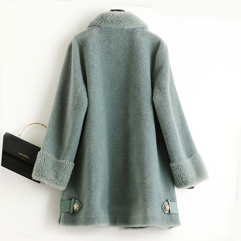 Pudi-女性用の本物のウールの冬のコート,暖かい本物の毛皮のジャケット,大きいサイズのパーカー,a50022