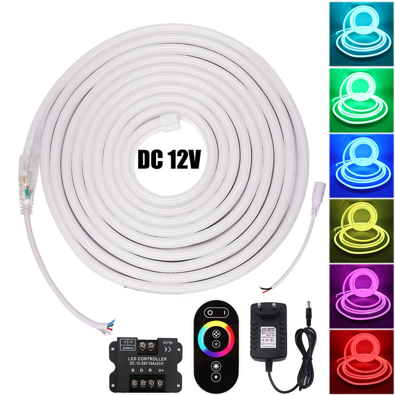 12V RGB Neon Light 2835 5050 RGB LED Strip Flexible Ribbon Tape IP67 Waterproof Neon Sign Stripe Light White/Warm White Decor