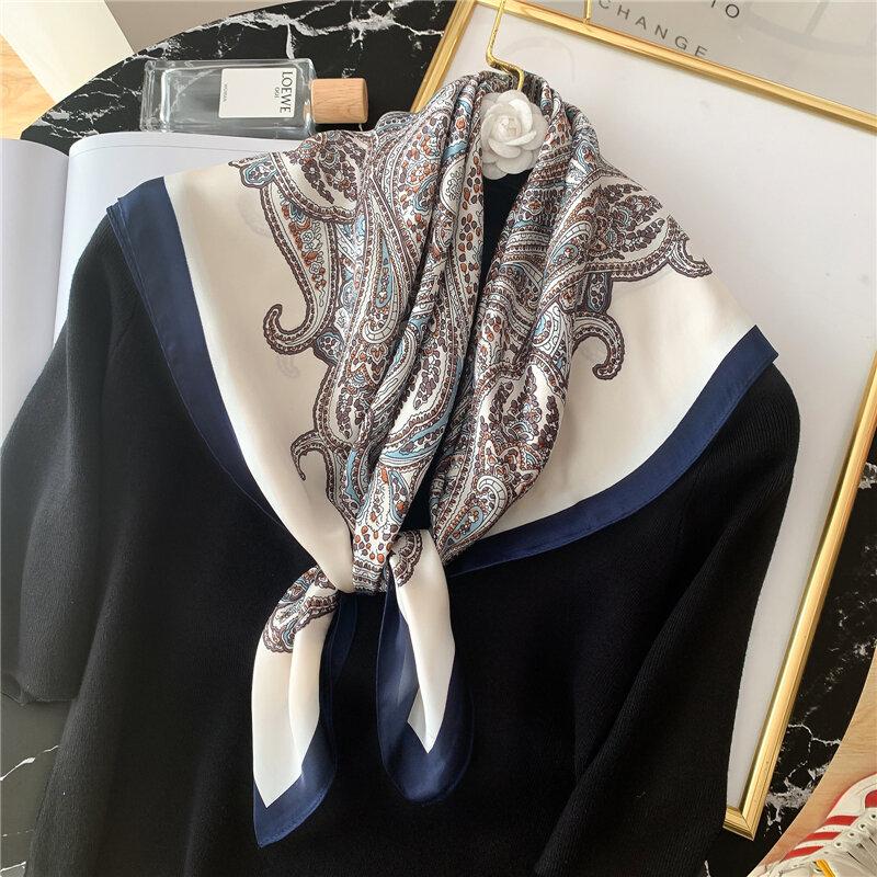 2022 moda donna sciarpa Paisley stampa seta sensazione quadrata fascia per capelli Foulard sciarpe collo femminile scialle donna avvolgere Bandana nuovo
