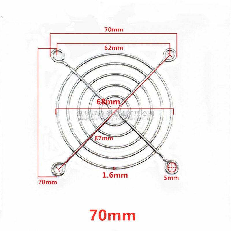 Grille de protection en métal pour ventilateur de PC, 30 mm, 40 mm, 50 mm, 60 mm, 70 mm, 80 mm, 90 mm, 110 mm, 120 mm, 135 mm, 140 mm,