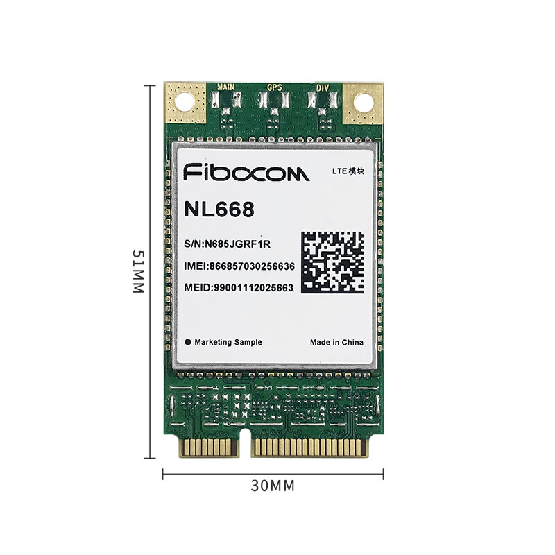 Fibocom NL668-EU LTE Cat4 mini pcie module for Europe LTE-FDD B1/B3/B5/B7/B8/B20 WCDMA B1/B5/B8 GSM/GPRS/EDGE 850/900/1800MHz