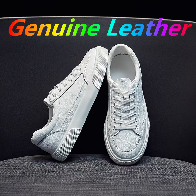 Sneakers Women Platform Flats Shoes Casual Vulcanize Shoes Genuine Leather Walking Sport White Running Shoes For Woman Big Size