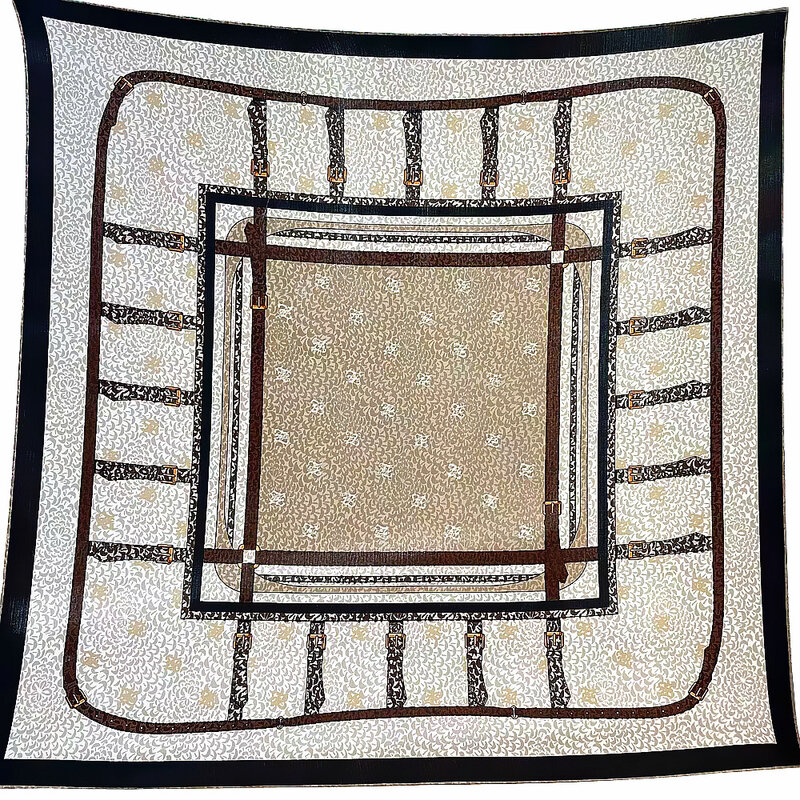 Женский широкий квадратный кашемировый шарф, зимняя шаль из пашмины с принтом и цепочкой, 130x130 см