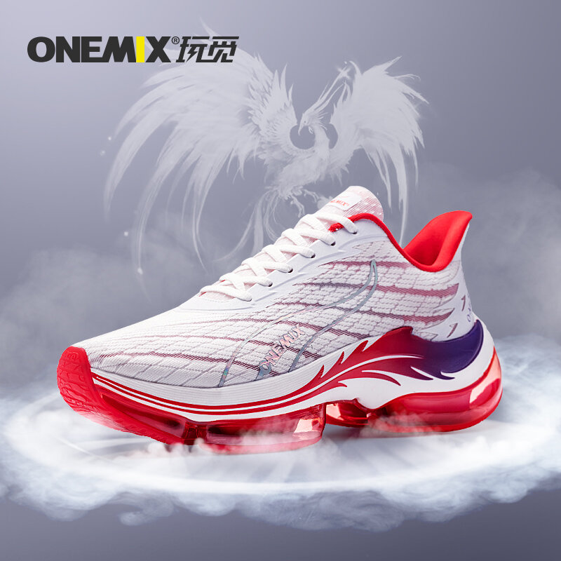 ONEMIX-Zapatillas de correr para mujer, zapatos cómodos para correr al aire libre, zapatos para caminar con cojín de aire rojo