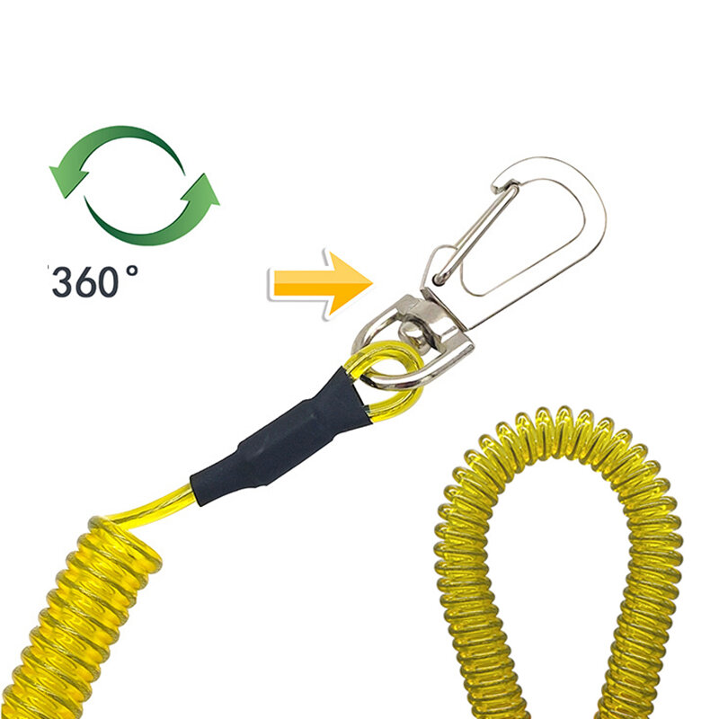 1.2/2/3m Max Stretch Spiral Keychain Elastic Spring Rope  Anti-lost Phone Key Ring Metal Carabiner For Outdoor Fishing Lanyards