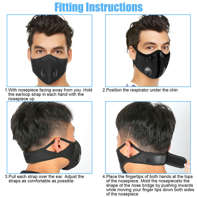 POWECOM PM 2,5 Mund Maske Atmungs Mund-muffel Carbon Filter Atem Ventil Anti Staub Wiederverwendbare Radfahren Schutz Gesicht Maske
