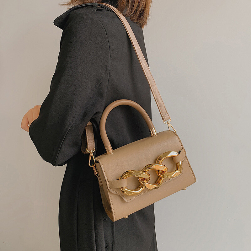 Piccola borsa per ragazza borsa a tracolla femminile a catena spessa borse a tracolla alla moda con manico superiore borse da donna
