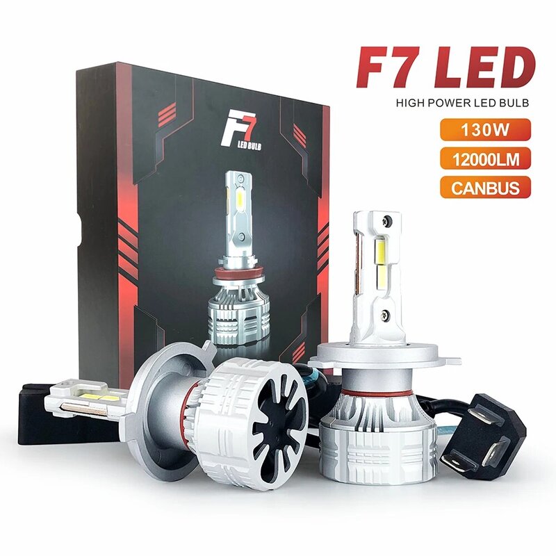 LED車のヘッドライト用電球,canbus f7 130w,9005 lm,h4 9006 h11 h7,車のヘッドライト用