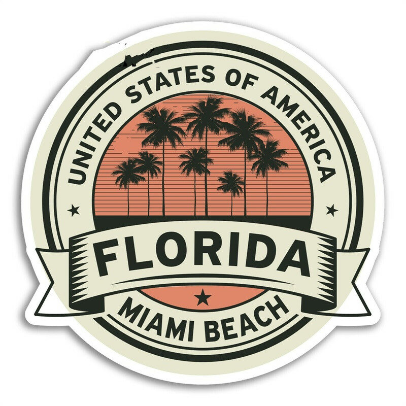 Stiker Vinil Miami Jptz15x15 Cm, Lem Bagasi Jendela, Aksesori Anti-tabrakan, Stiker Tahan Air Dekoratif JP