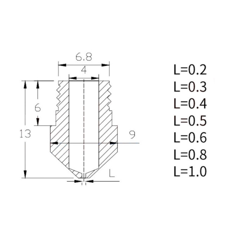 MK10 сопло 0,2/0,3/0,4/0,5/0,6/0,8/1,0 мм e3d аксессуары для принтера экструдер Удаленная Экструзионная головка Латунное сопло из нержавеющей стали